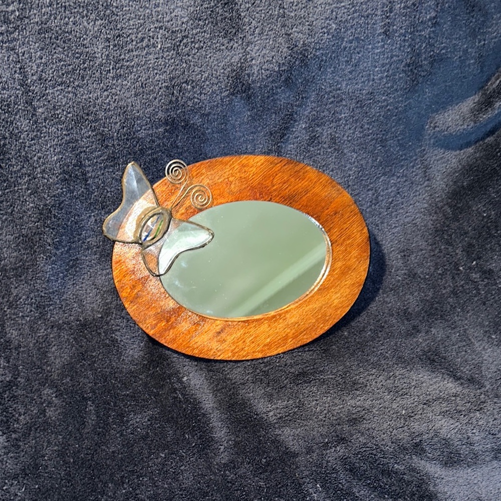 Small Oval Mirror with Butterfly Accent